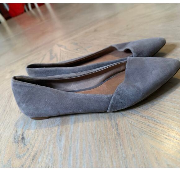 Madewell Mira gray suede pointed toe flats size 8 - Picture 1 of 8